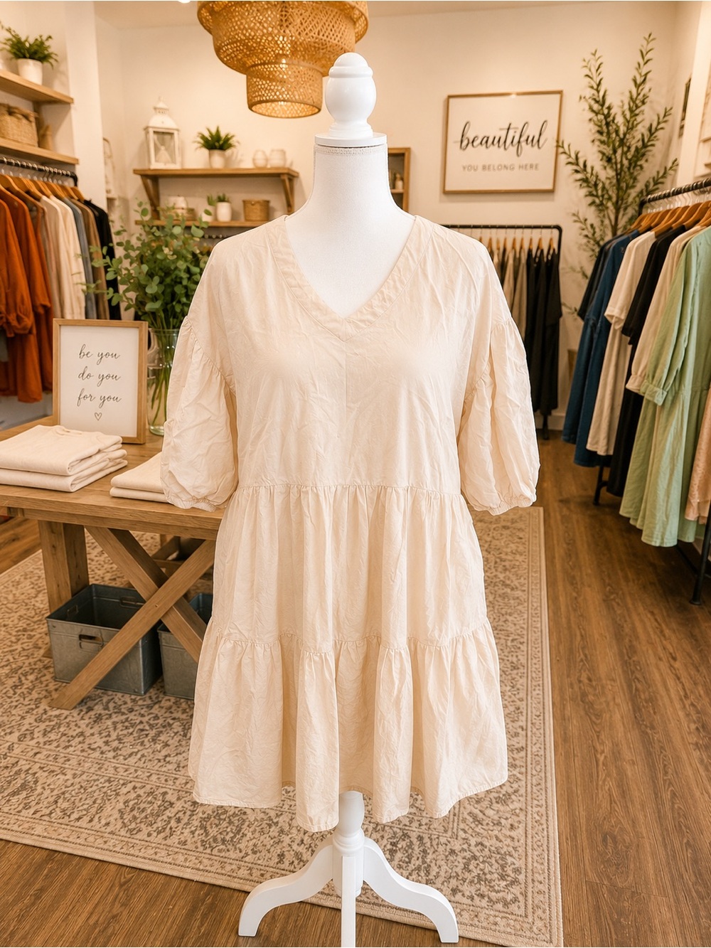 Jaded Gypsy Ivory Tiered Babydoll Dress Cottagecore Boho One Size